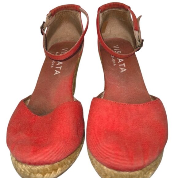 Viscata Barcelona Estartit Canvas Espadrille Wedge Heel Sandals 40 9 Closed Toe - Picture 4 of 8